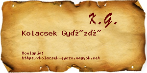 Kolacsek Győző névjegykártya
